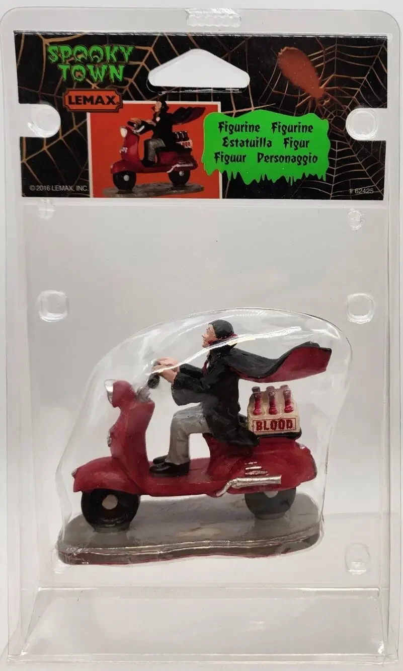 Lemax 2016 Vampire Blood Run Spooky Town #62425 Dracula Motor Scooter Drinks
